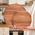 thumbnail image 6 of Round Wood Tray, Wooden Serving Tray, Acacia Plates, Appetizer Charcuterie Board, Tray Organizer for Kitchen/Countertop, 11.8 x 11.8 x 0.8 inch, 6 of 7