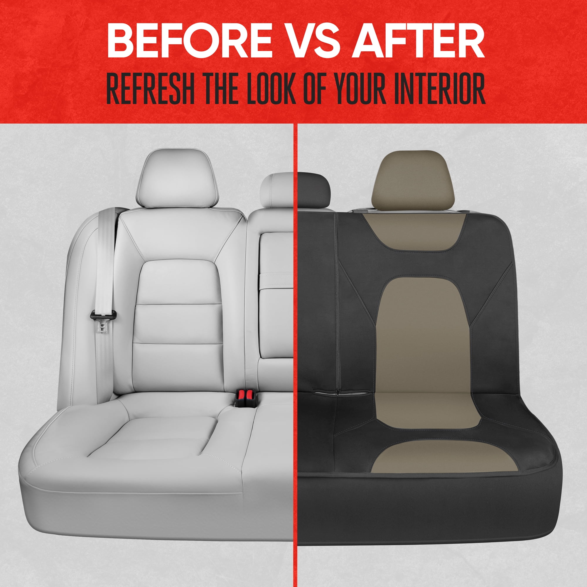 Motor Trend AquaShield Waterproof Car Back Seat Cover, Beige Padded Neoprene Rear Bench Seat Cover for Cars, Ideal Back Seat Protector for Kids & Dogs, Interior Cover for Auto Truck Van SUV