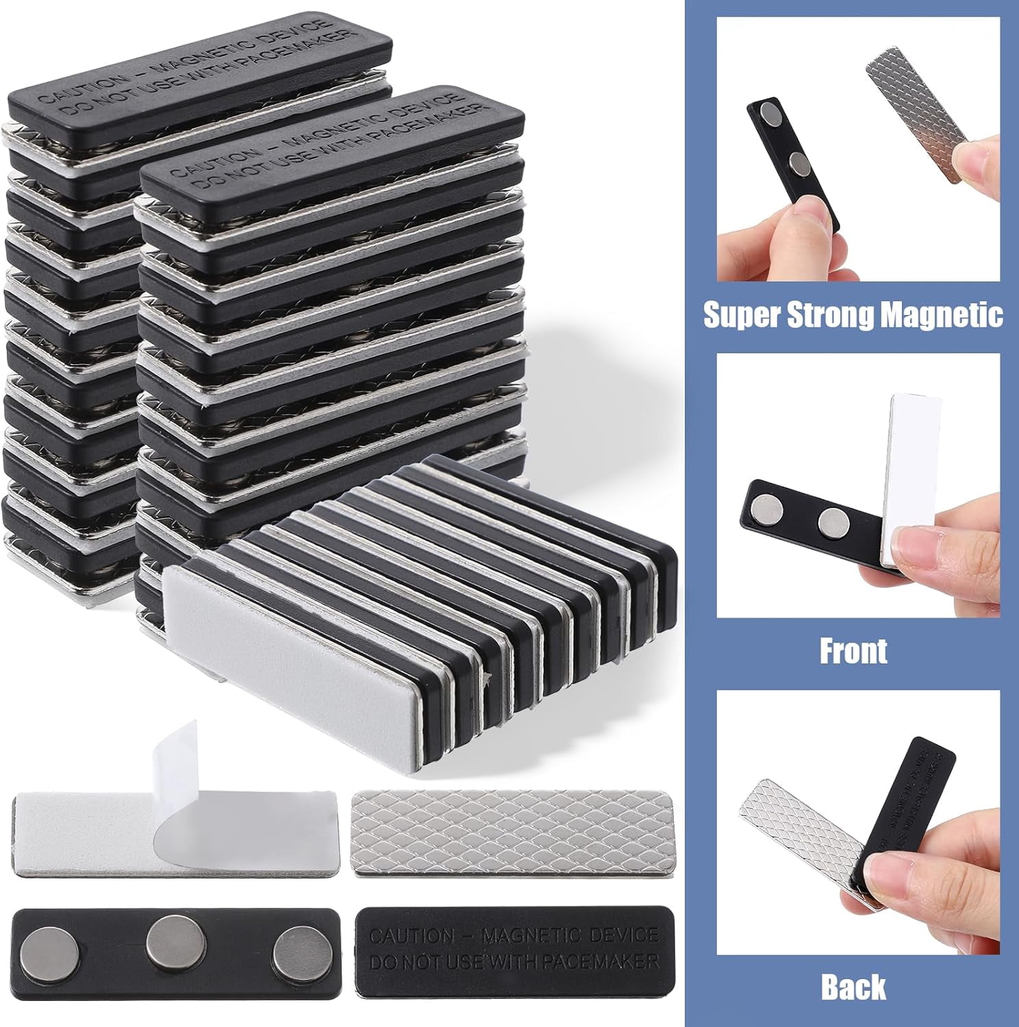 Name Tag Magnets 60 Pack, Strong Magnetic Name Badge Holders for Shirts Clothes, Heavy Duty Neodymium Magnets for ID Badges, Uniforms, Conferences, Events