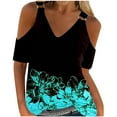 thumbnail image 2 of Aloohaidyvio Tops for Women ,Women Summer T-Shirt Cold Shoulder Pullover Blouse Short Sleeve Tops, 2 of 4