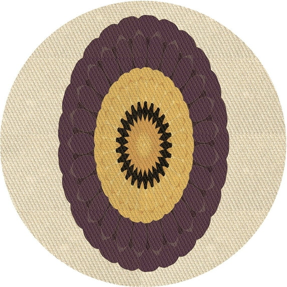 Ahgly Company Indoor Round Patterned Golden Blonde Gold Area Rugs, 5' Round