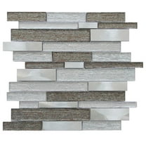 Glena 11.8" x 11.8" Rectangular Laminated Glass Mosaic Wall Tile in Gray