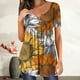 thumbnail image 1 of ICHUANYI Clearance Fashion Women Summer Loose Print Round-Neck T-Shirt Short Sleeve Casual Blouse(Yellow, XXL) ICHUANYI WER2023081012664, 1 of 6