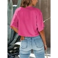thumbnail image 4 of Women Half Sleeve Cropped T-Shirts Drop Shoulder Crop Tops Solid Color Basic Tees, 4 of 5