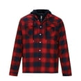 thumbnail image 4 of Men's Quilted Lined Hoodie Jacket Plaid Cotton Zip Up Sweatshirt Jacket Long Sleeve Flannel Shirt Shacket (4XL, Red), 4 of 6