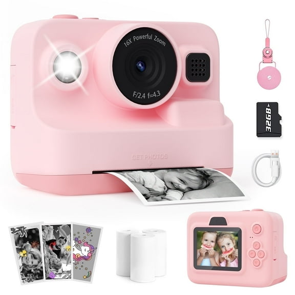 Prysyed Upgrade Camera Instant Print, 1080P HD Digital Video Camera, Birthday Gift for Girls and Boys