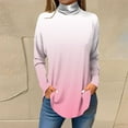 thumbnail image 3 of Scyoekwg Long Sleeve Shirts for Women High Neck Basic Dressy Tunic Shirts Gradient Color Graphic Tee Fall Clothes Casual Loose Vintage Lightweight Pullover, 3 of 4