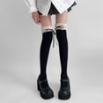 thumbnail image 6 of Yokua Women Lace Trim Bows Over Knee Socks Student Cotton Warm Thigh High Stockings, 6 of 15