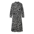thumbnail image 4 of Robe Maxi en Coton et Lin pour Femmes Manches Longues Boutonnée Plissée Imprimé Tendance Décontractée Poches Longue Robe, 4 of 7
