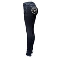 thumbnail image 4 of Womens Juniors slime Stretch Denim Rhinestone Studded Black / Blue JEANS U-Cute, 4 of 4