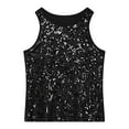 thumbnail image 5 of Men's Sequin Vest Solid Color Sequin Splicing Elastic Skinny Round Neck Vest Men's Stagewear, 5 of 5