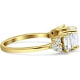thumbnail image 6 of Vintage Style Round Three Stone Ring Cubic Zirconia Yellow Tone 925 Sterling Silver, Size 8, 6 of 7