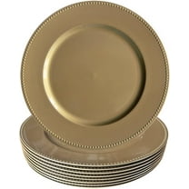 Bunique Round Charger Plates Gold Beaded Dinner Chargers - 13-inch Event Wedding Charger Plates (12 Pack), U-Beaded Charger Plates-12pc-G…