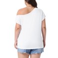 thumbnail image 3 of Agnes Orinda Women's Plus Size Tops One Shoulder Short Sleeve Irregular Collar Blouse Summer Casual Basic Tee 2X White, 3 of 6