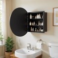 thumbnail image 5 of Round Bathroom Mirror Cabinet Single Door Wall Mounted Bathroom Cabinet Storage Cupboard Ready Assembled with Adjustable Shelf, 5 of 11