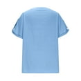 thumbnail image 6 of Womens Work Tops Women's Fashion Solid Button Shirt Female V-Neck Loose T-shirt Blouse Sky Blue L, 6 of 9