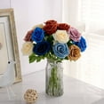 thumbnail image 6 of 10pcs Artificial Rose Fake Faux Silk Flowers Artificial Roses with Long Stems for Wedding Arrangement, Bridal Bouquet, Centerpiece, Home Decoration (Dusty Blue), 6 of 11