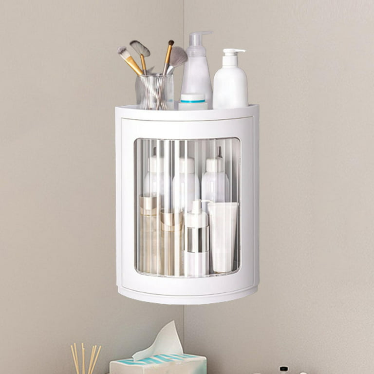 2-Tier Acrylic Bathroom Storage Shelf Gold Rack Wall-mounted Toothbrush &  Cup Organizer