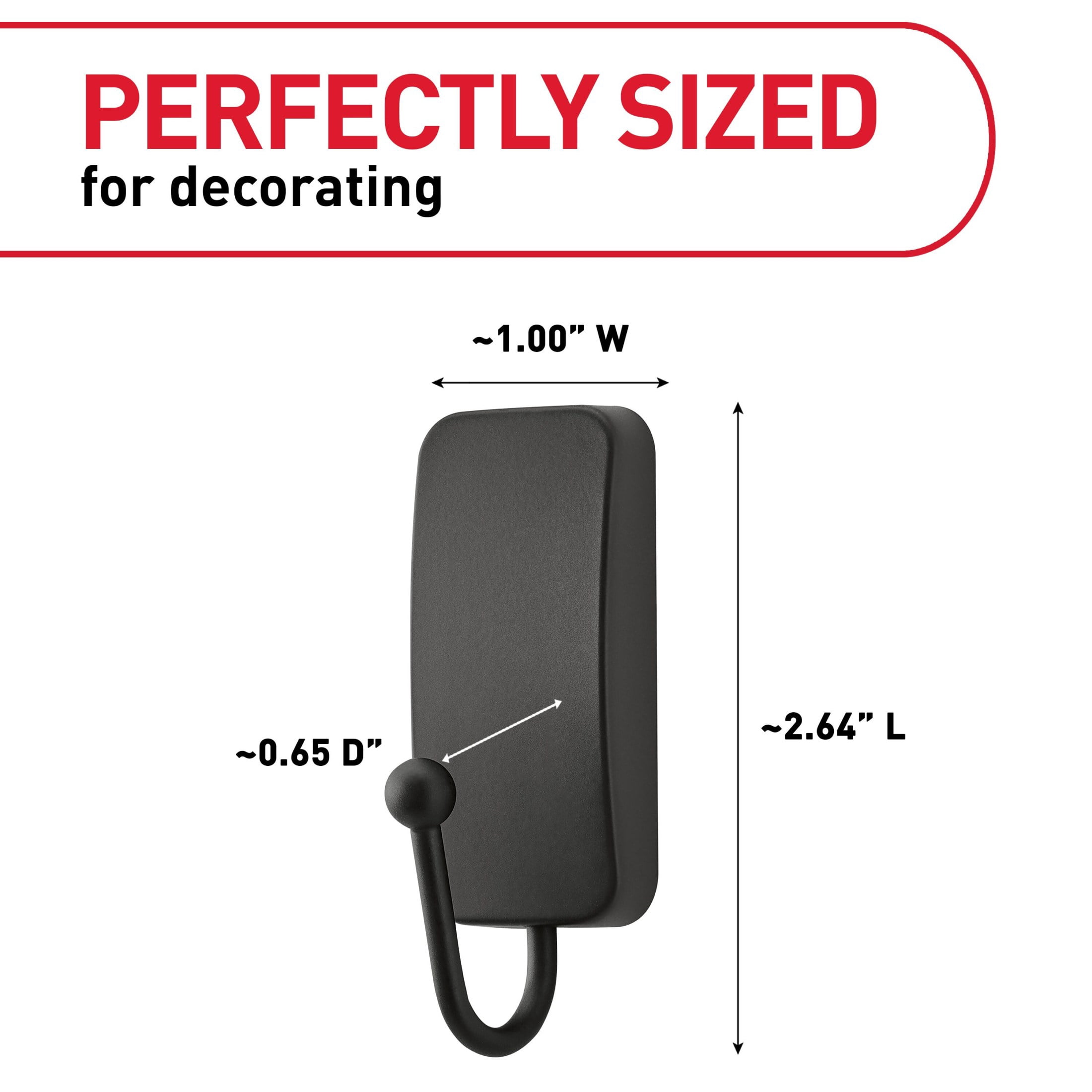 (2 pack) Command Bath Hook, Small, Matte Black, 2 Wall Hooks,  Bathroom Organization