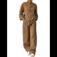 thumbnail image 3 of Conjunto de 2 Piezas de y Algodón para Mujer, con Cuello en V, Camisa de Larga Abotonada y Pantalón con Bolsillos Caqui XL, 3 of 7
