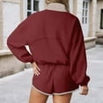 thumbnail image 4 of Women's Two Piece Short Sets Lounge Sweatsuits Long Sleeve Travel Tracksuit (Red M), 4 of 4