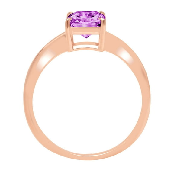 1.75 ct Radiant Cut Simulated Alexandrite Solitaire Engagement Ring for Women in 18K Rose Gold