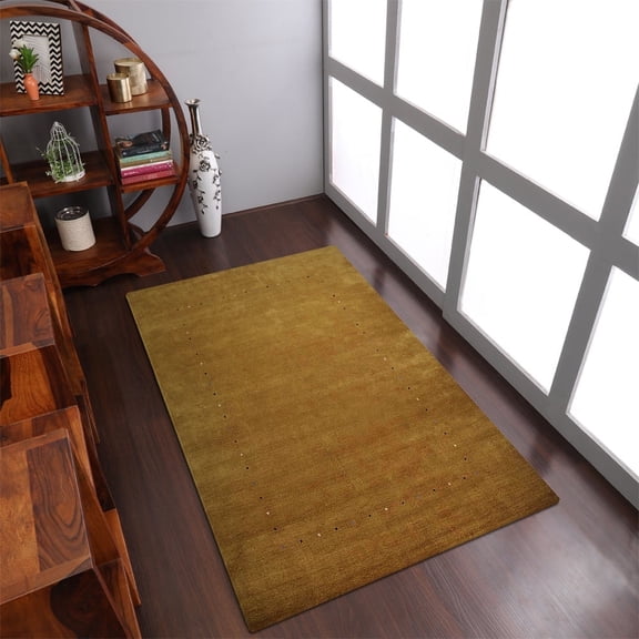 Rugsotic Carpets Hand Knotted Loom Wool Eco-Friendly Area Rugs-Gold,Contemporary,Rectangle-8'X11'