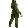 thumbnail image 4 of Aoochasliysweat Suits for Womens 2 Piece Women Trendy Casual Clothes Solid Color Two Piece Knitted Long Sleeve Tassel Outfits, 4 of 8