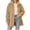 Khaki, variant on Women's Sherpa Fleece Full-Zip Jacket Ghalytn Stand-Up Collar Mid-Length Loose Warm Winter Coat with Pockets