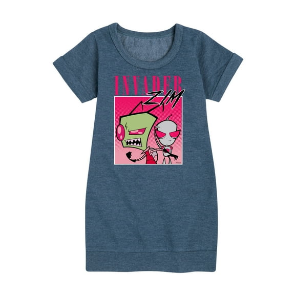 Invader ZIM - GIR and ZIM - Retro Style - Toddler And Youth Girls Fleece Dress