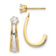 thumbnail image 1 of 14K Rhodium Plated Yellow Gold & Rhodium J-Hoop with CZ Stud Earring Jackets, 1 of 2