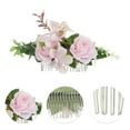thumbnail image 3 of Unique Bargains 1 Pc Women's Styling Simulated Flowers Side Comb for Parties Pink Polyester Fabric Iron, 3 of 4