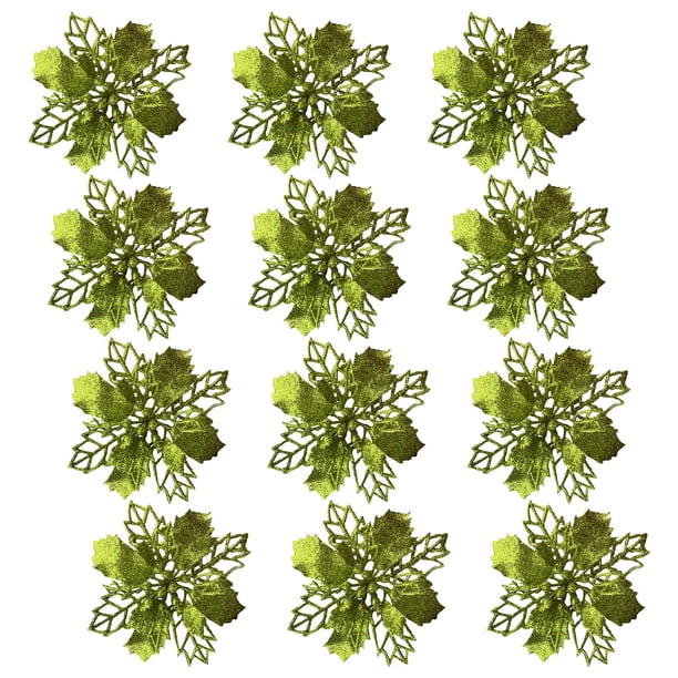 Xihbxyly Flores Navideñas, Adornos Brillantes, Adornos para Coronas Festivas, Elegantes Detalles para Árboles, para Uso En Interiores y Exteriores, Regalo Único, 12 Piezas con Clips