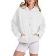 thumbnail image 2 of kamemir Womens Sweatshirt Women's Slub Knit Full-Zip Hoodie, Textured Cotton Zip-Up T-Shirt Hoodie for Women(A-White,S), 2 of 6