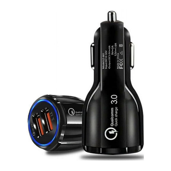 FIEWESEY Dual USB Port Fast Car Charger Fast Dual-Port USB For iPhone X iPhone 8 Plus Samsung Galaxy S8 S8 Plus S9 S9 Plus Note 9 S7 Edge Note 4 LG G7 OnePlus 5 Google Pixel 2 XL(Black)