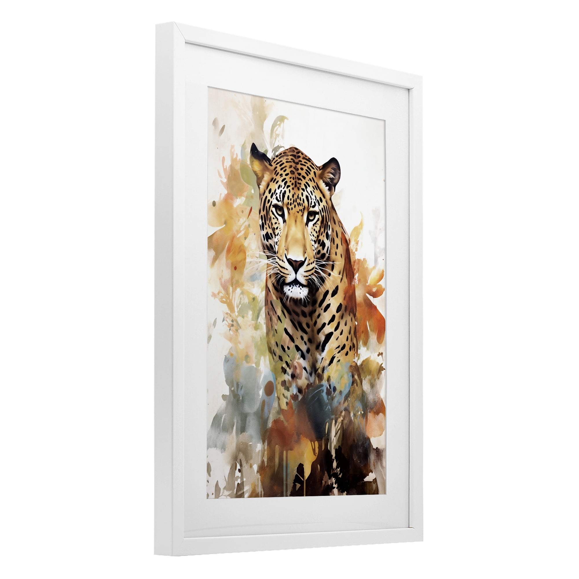 Stupell Industries Wild Cheetah Grace White Framed Print Under Glass, design by Ray Powers