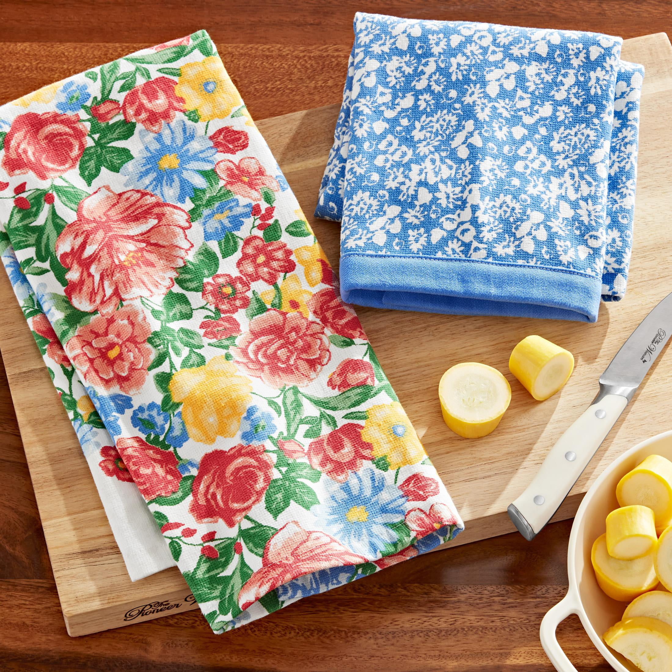 The Pioneer Woman Brilliant Blooms Kitchen Towel Set, Multicolor, 16"W x 28"L, 2 Piece