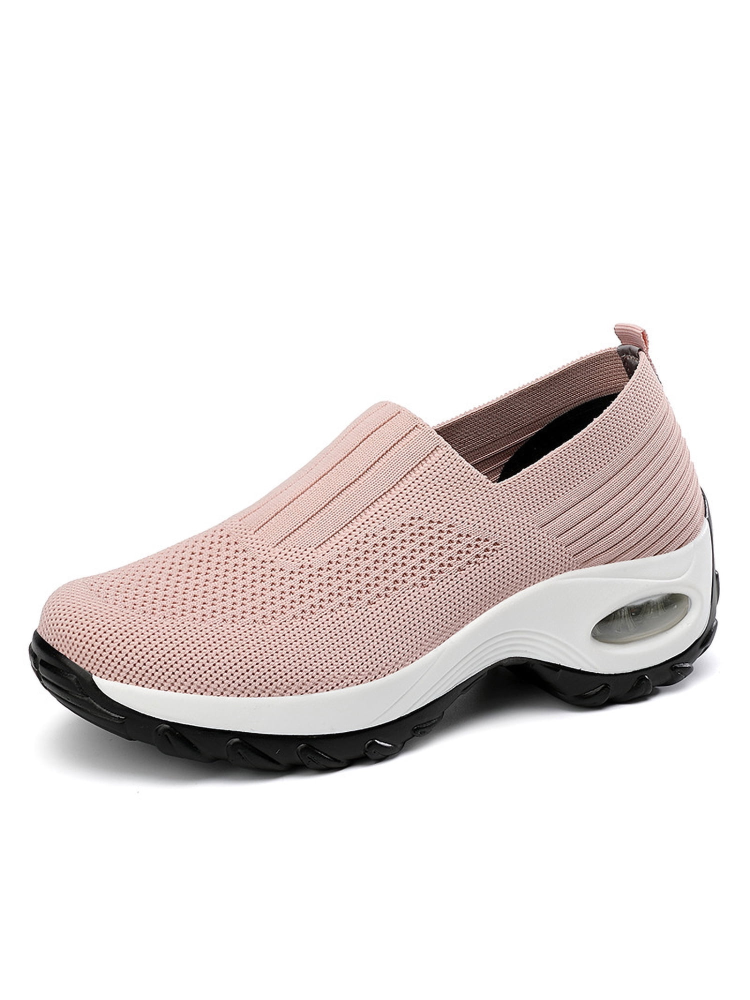 Ymiytan Women's Flats Hollow Out Sneaker Mesh Sock Sneakers Outdoor  Lightweight Wear Resistant Slip On Walking Shoe Pink 8.5 