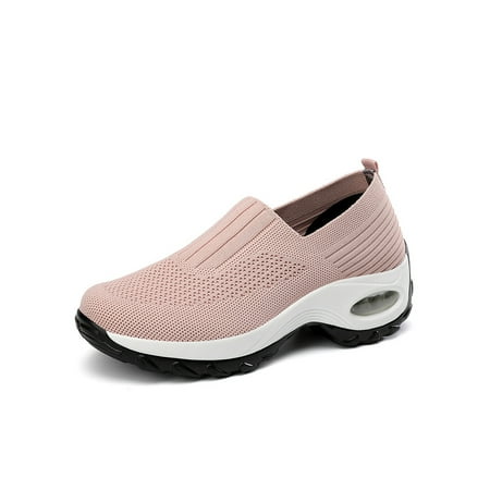 

Rotosw Womens Slip On Casual Shoes Low Top Sneakers Mesh Sock Sneakers Sport Shoes Walking Sneaker Breathable Sneakers Wedge Sneakers Knit Upper Sports Comfort Shoes Pink 5.5