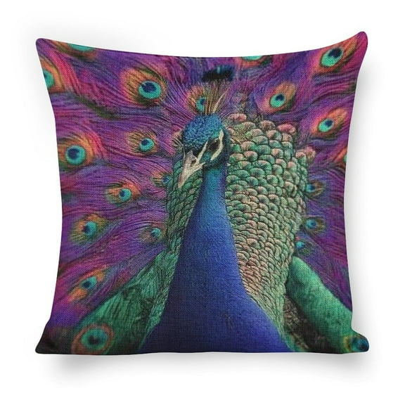 Peacock opens the screen Linen toss pillowcase decoration pillowcase gifting preferred 18x18 inch cushion cover 1 sets sofa pillowcase sofa bedroom living room car