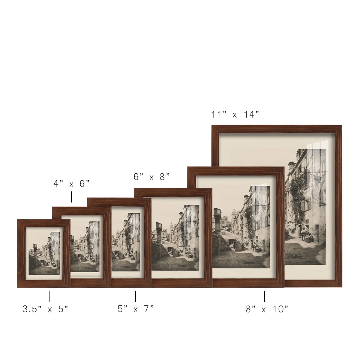 Vintage Views of Venice VIII - Framed Print w/glass - Chestnut