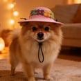thumbnail image 6 of Pet Flower Straw Hat, Pet Flower Straw Hat, Sun Cap Accessories for Small Dogs and Cats, Cute Woven Straw Hat Costume Accessory, 6 of 8