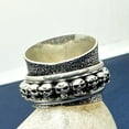 thumbnail image 4 of Skull Spinner Ring: Oxidized 925 Sterling Silver Gothic Biker Jewelry, 4 of 9
