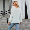 thumbnail image 2 of Jdlsppl Women's Puff Sleeve Blouse Ruffle Shirt Soft Floral Printed Peasant Long Sleeve Elegant Bishop Sleeve Light Green X-Large, 2 of 4