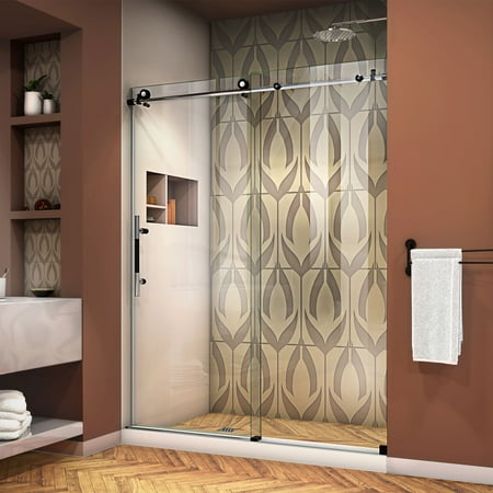 Alcove Shower Doors - DreamLine Enigma-XT 56-60 in. W x 76 in. H Fully Frameless Sliding Shower Door in Tuxedo Finish