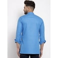 thumbnail image 4 of eloria Men's Trending Indian Traditional Solid Blue Asymmetric Kurta, 4 of 7