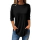 thumbnail image 1 of Ploknplq Tunic Tops for Women Loose Fit Dressy,Elbow Length Tee Shirts for Women,Womens Tunic Tops,Pure Round Neck Three Quarter Sleeve Top,Plaid Shirts for Women,Split Hem Top for Women Black 4XL, 1 of 6