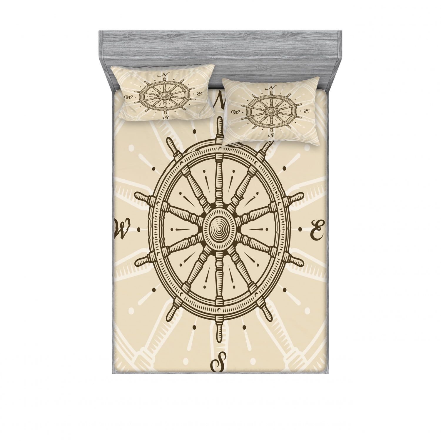 Ships Wheel Bedding Set with Sheet & Covers, Retro Ship ...