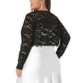 thumbnail image 3 of Agnes Orinda Women's Plus Size Sheer Floral Lace Shrug Open Front Crop Cardigan, 3 of 6