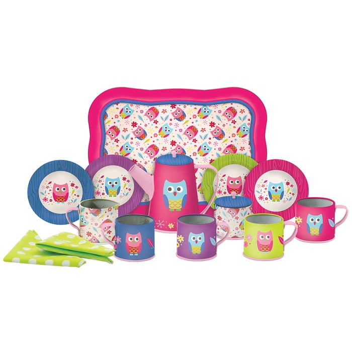 Schylling Owl Deluxe Tin Tea Set